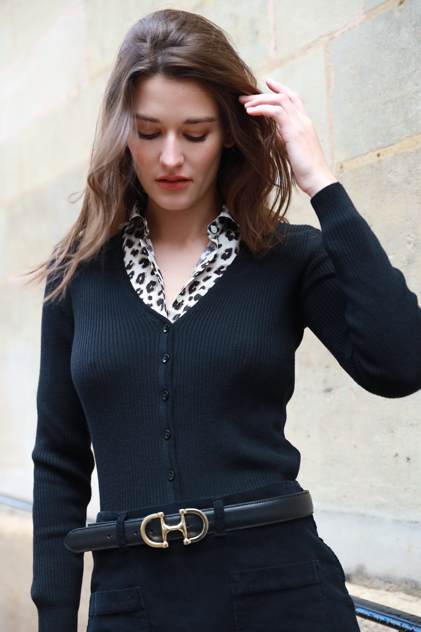 Gilet noir en laine femme hot sale