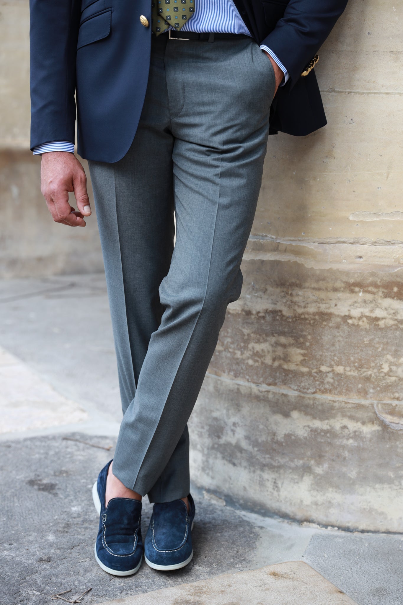 Pantalon homme l gant en laine Super 100 S gris clair Curling Paris