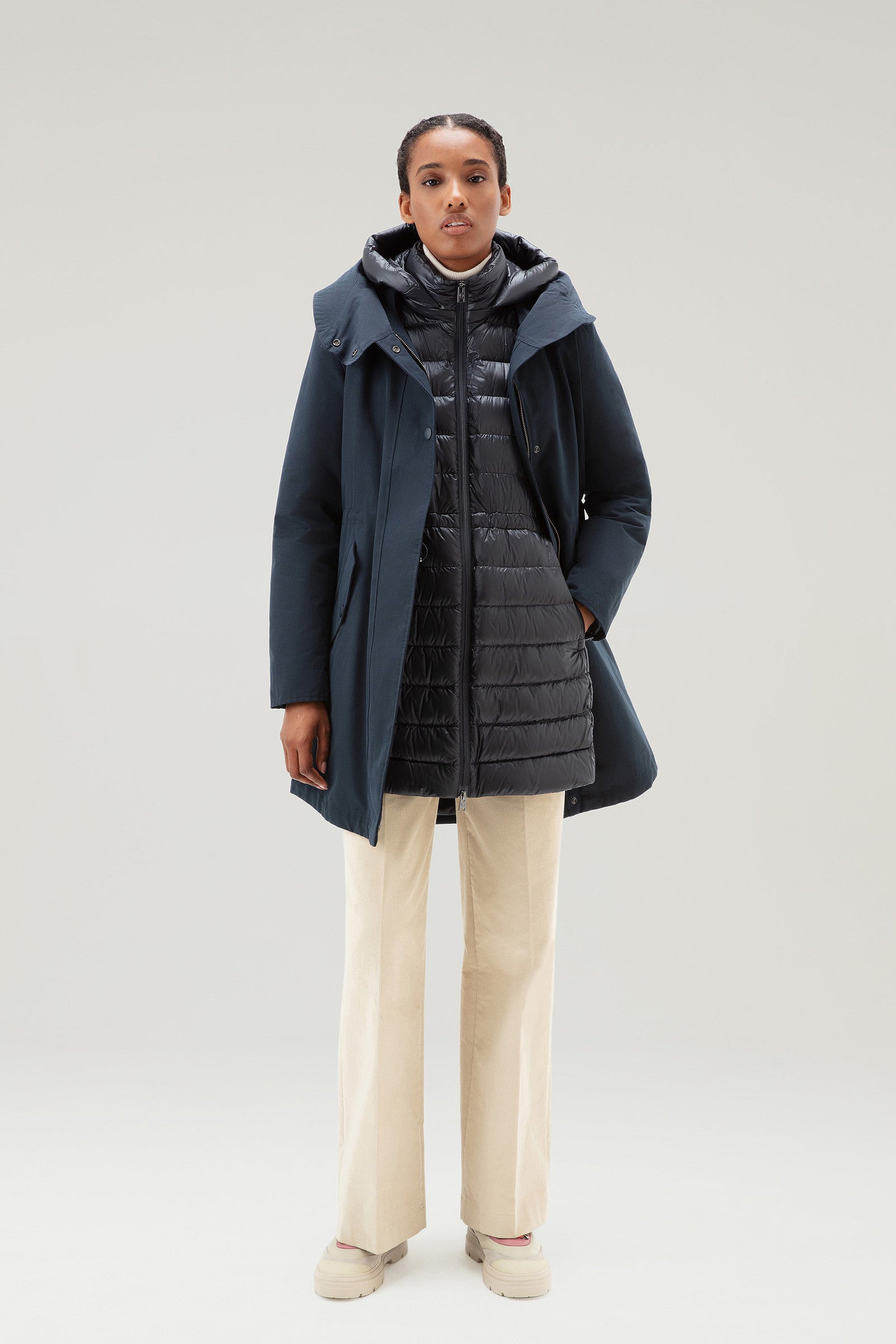 Parka Woolrich femme 3 en 1 marine avec veste matelass e amovible