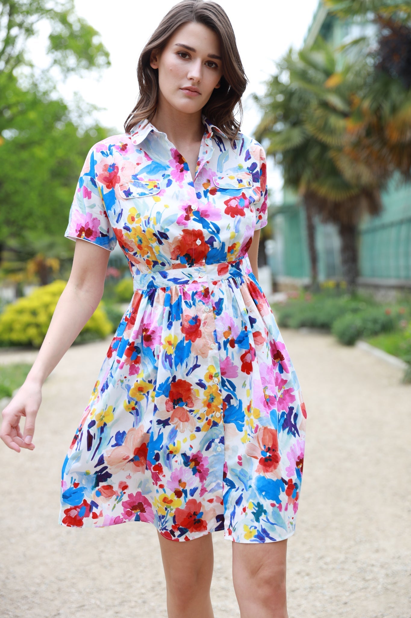 Rosa dress in cotton poplin Floral print