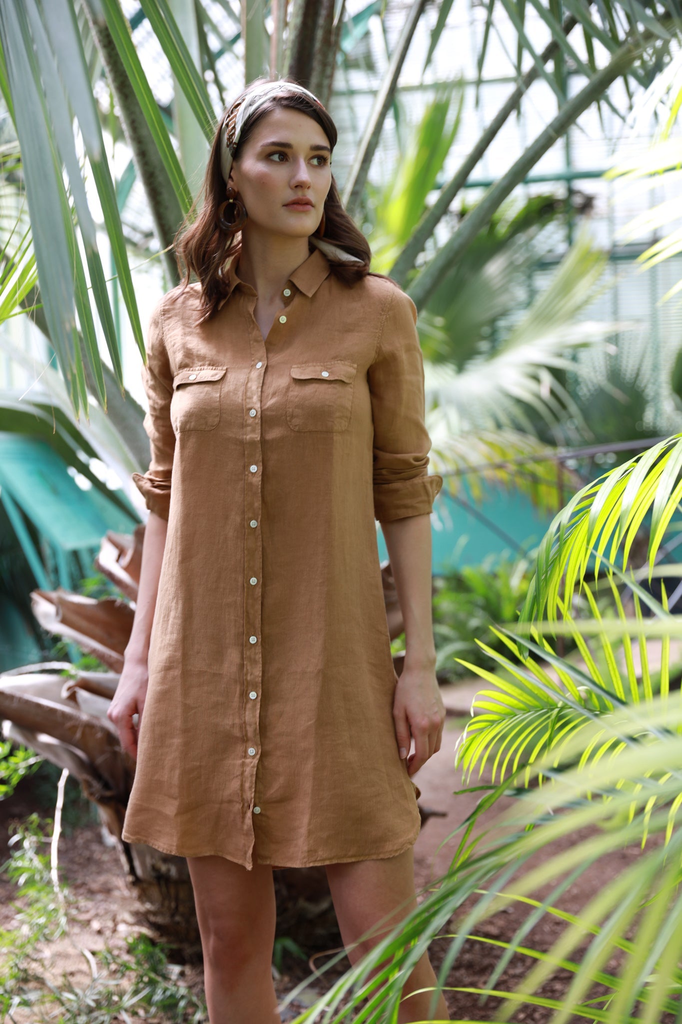 Robe chemisier en lin June Caramel Curling Paris