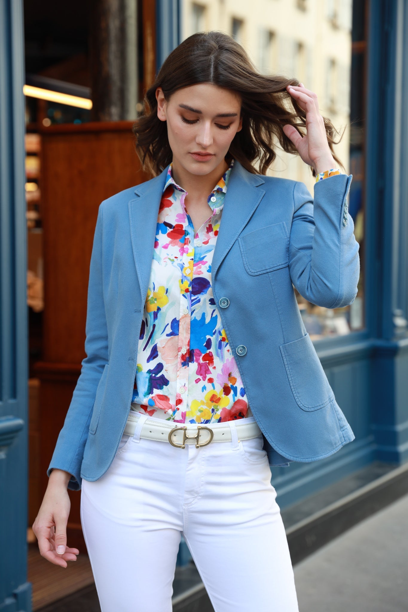 Veste blazer 2024 femme bleu ciel