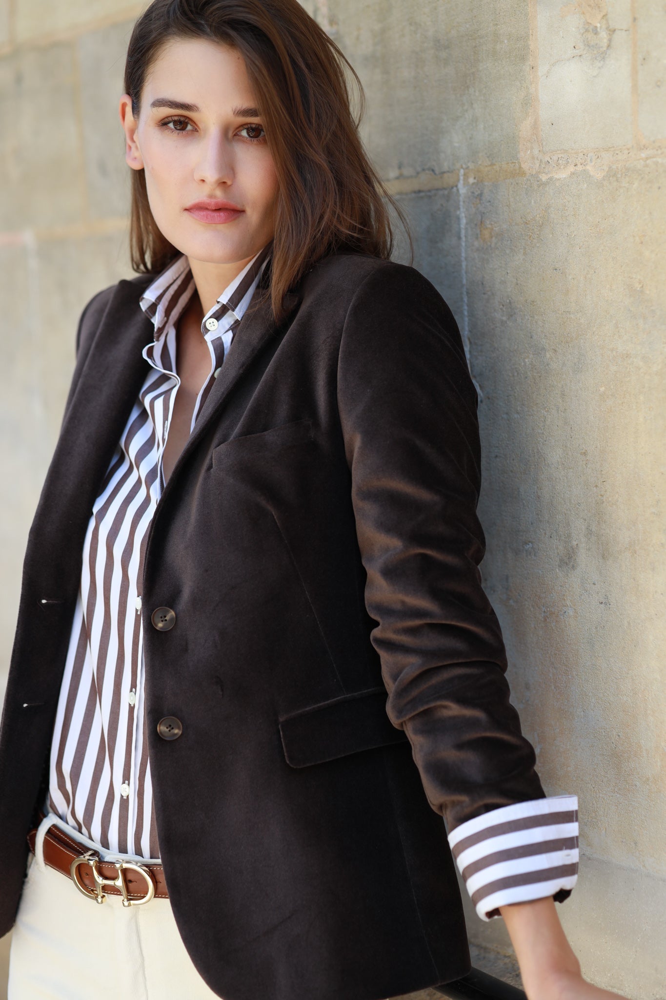 Veste velours femme online marron