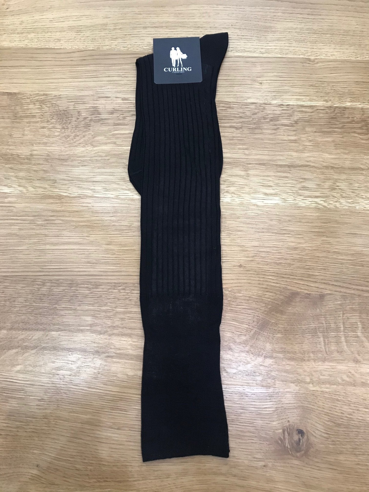 Calcetines altos para hombre de algodón mercerizado negro de hilo de Escocia