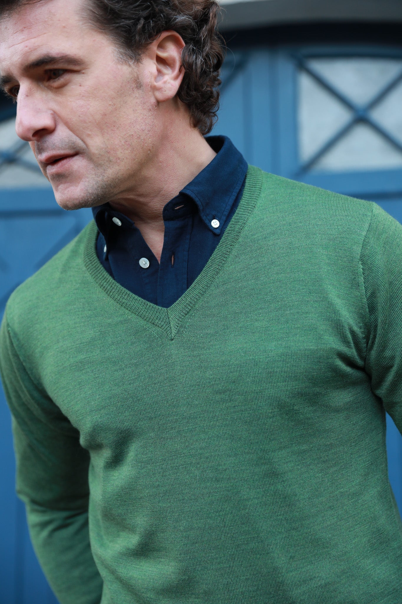 Dark green clearance v neck sweater