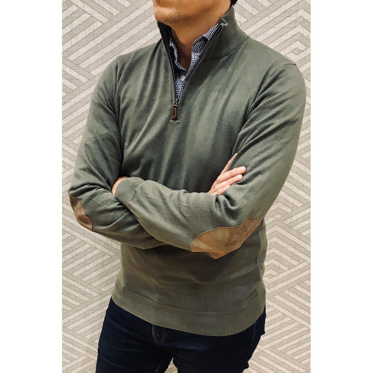 Men's button up online sweater with elbow patches