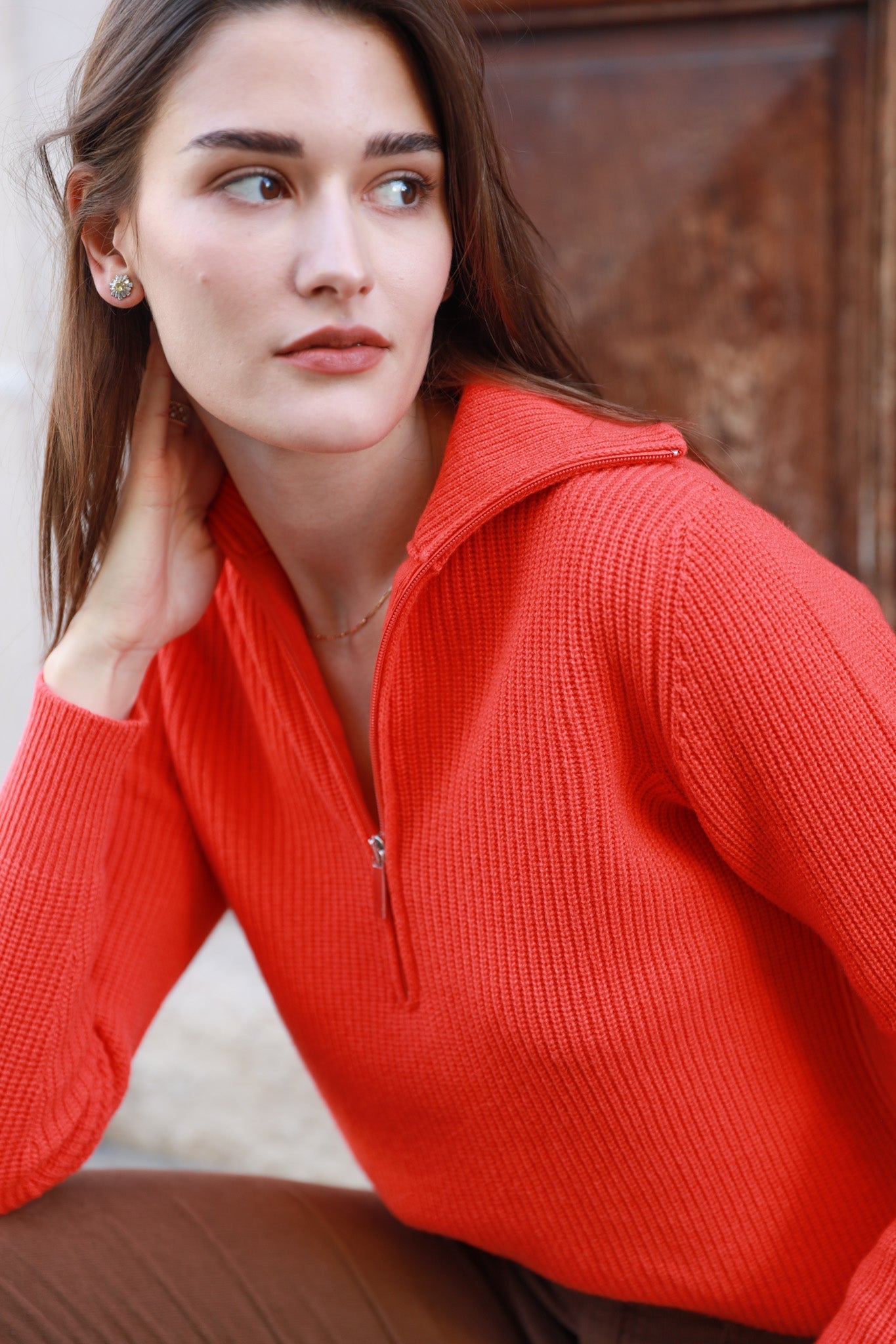 Roma sweater in merino wool and cashmere Orange