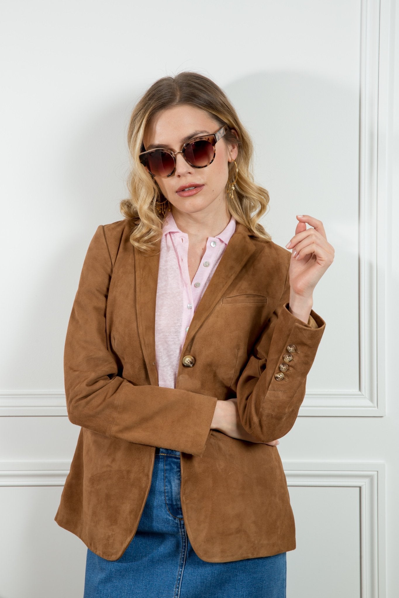 Suede hot sale blazer womens