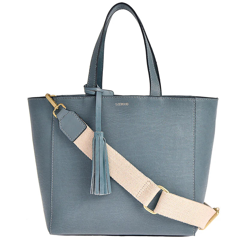 CABAS EMBOSSÉ LÉZARD - DENIM-SAC FEMME-Curling-Paris