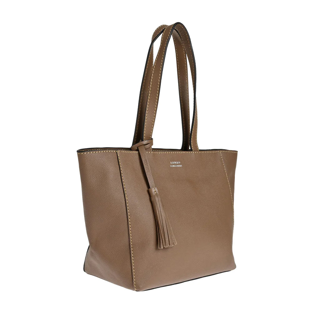 Cabas parisien Loxwood zippé en cuir grainé - Taupe-SAC FEMME-Curling-Paris