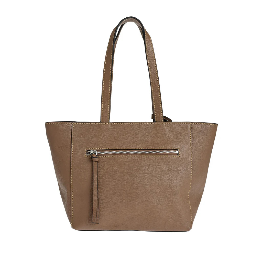 Cabas parisien Loxwood zippé en cuir grainé - Taupe-SAC FEMME-Curling-Paris