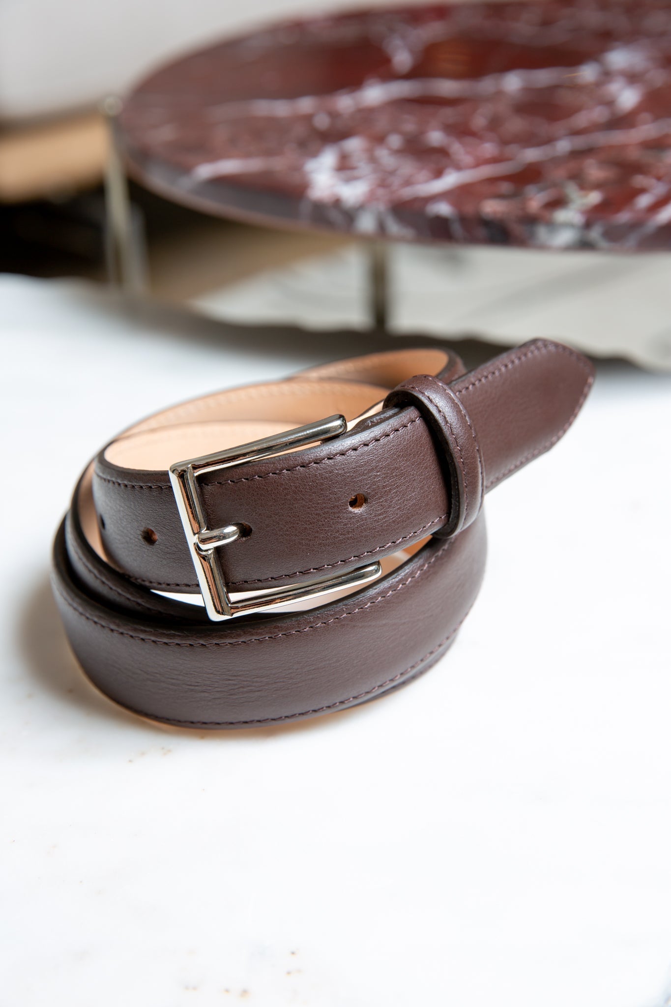 Ceinture Cesar en cuir - Marron-CEINTURES HOMME-Curling-Paris