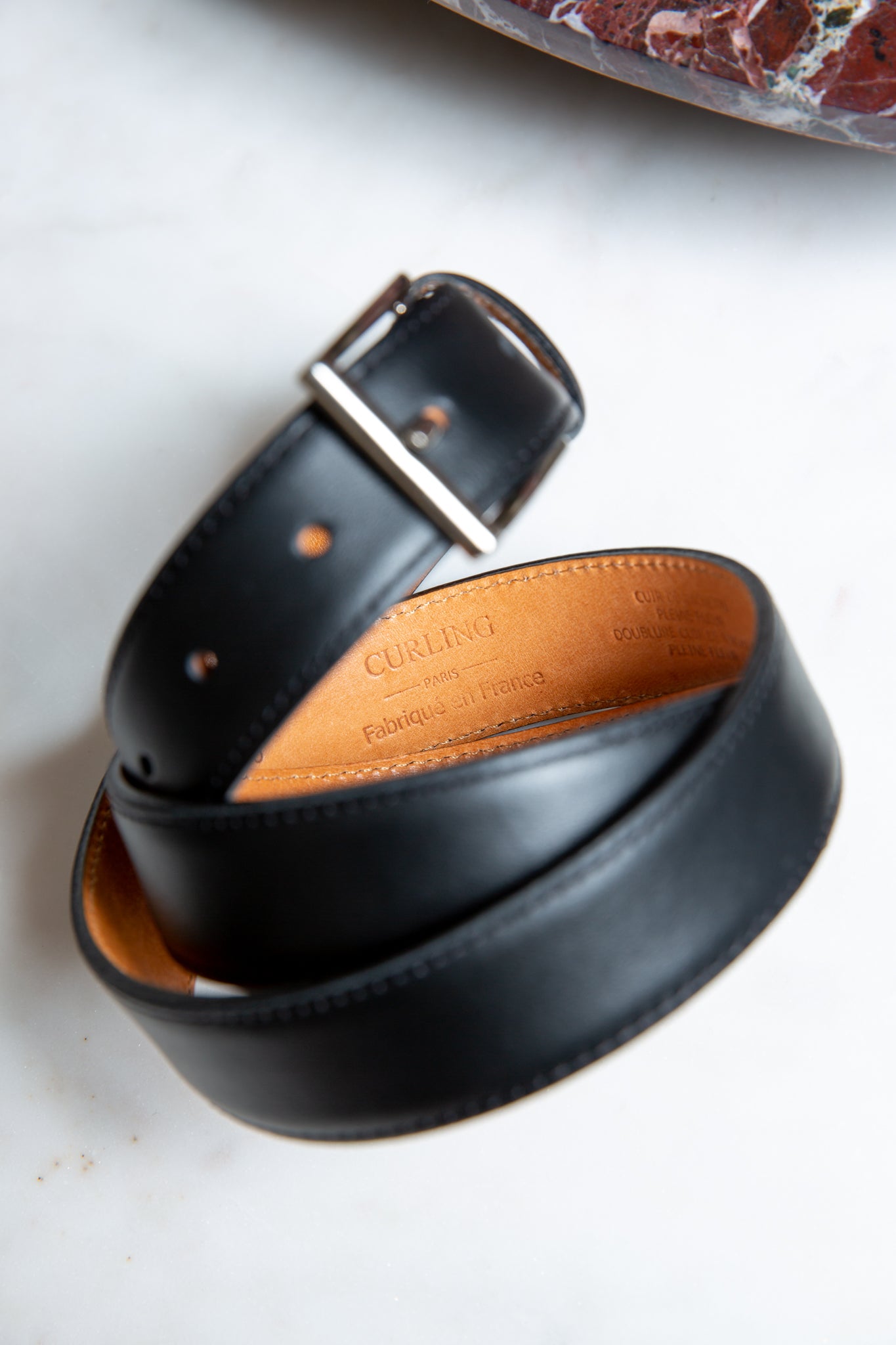 Ceinture Cesar en cuir - Noir-CEINTURES HOMME-Curling-Paris