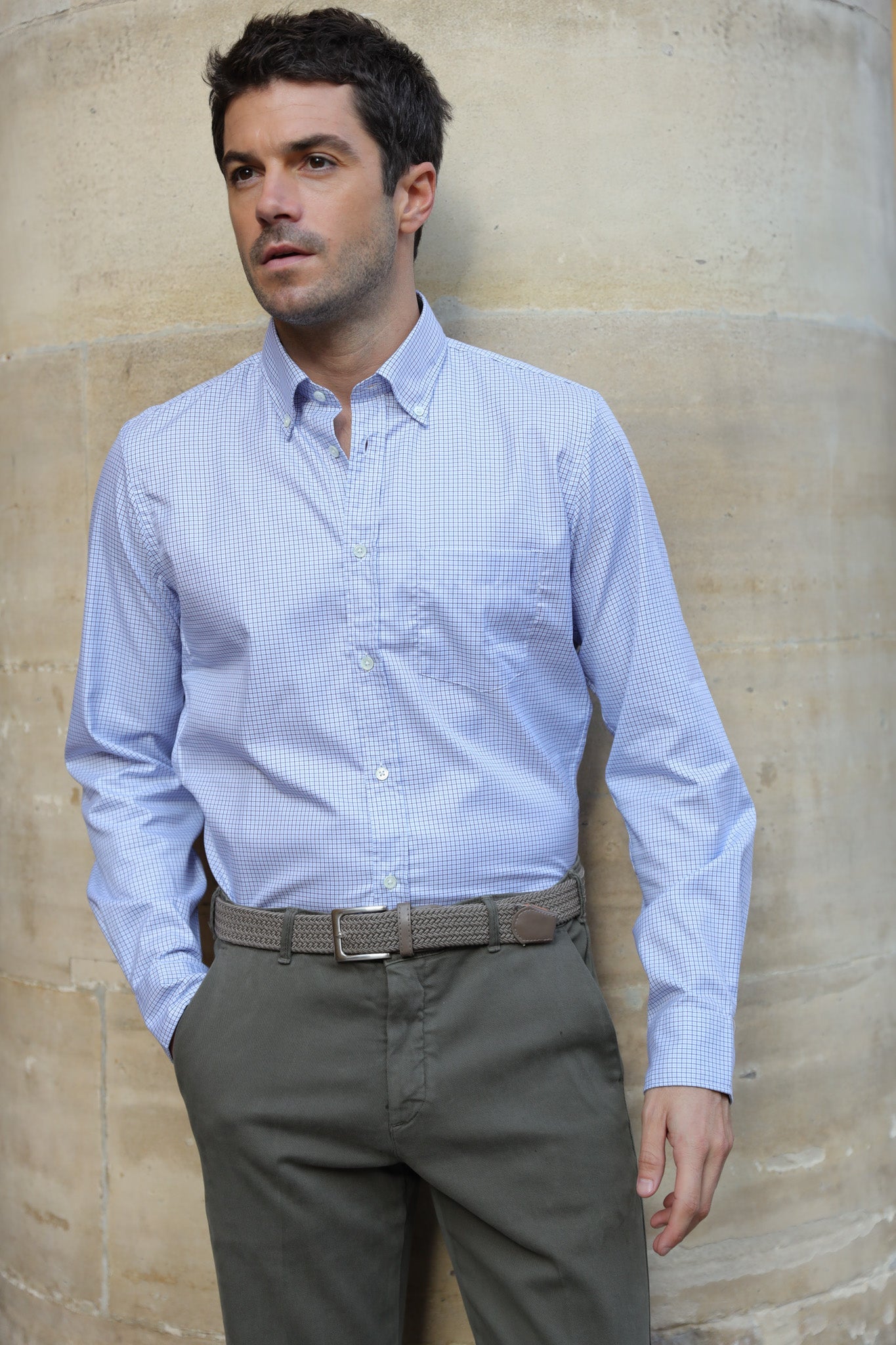 Chemise Clovis en coton - ciel et marine-CHEMISE HOMME-Curling-Paris