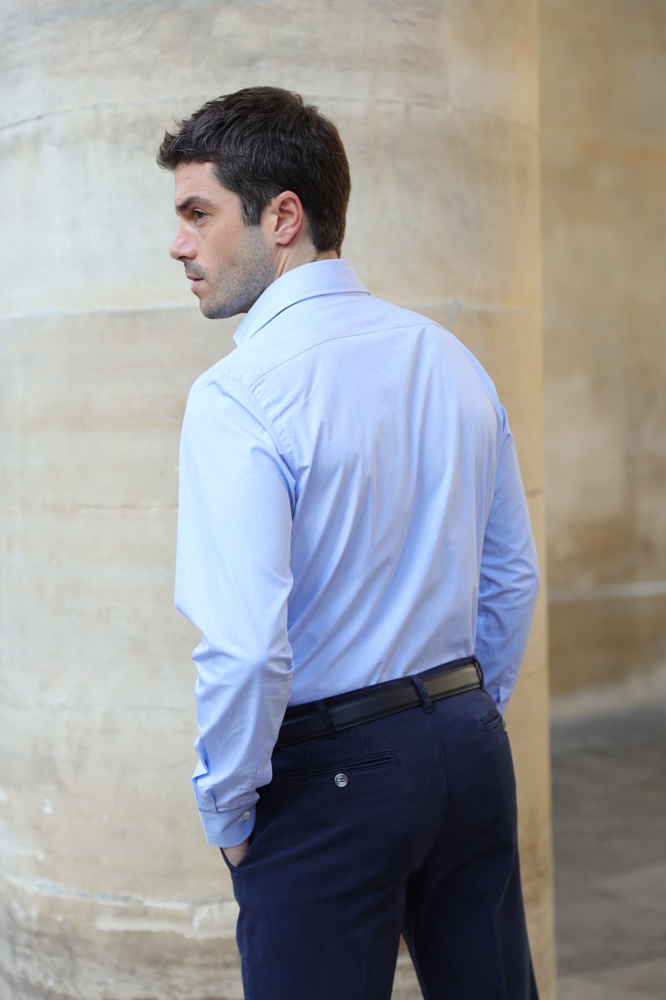 Chemise Gio en popeline de coton - Bleu-CHEMISE HOMME-Curling-Paris