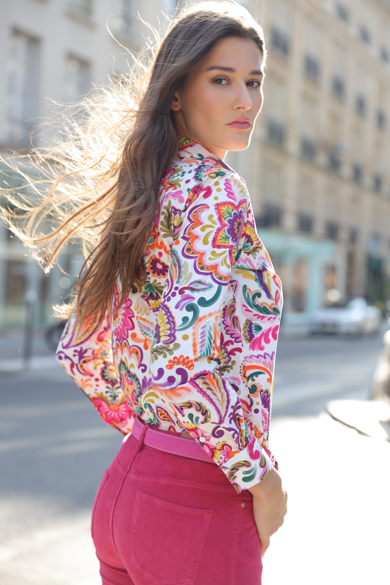 Chemisier Canelle en coton - Fleurs multicolores-CHEMISIER FEMME-Curling-Paris