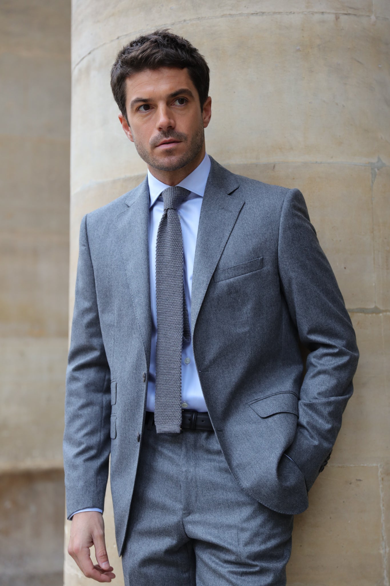 Costume Goal en flanelle pure laine Super 120'S - Gris clair-COSTUME HOMME-Curling-Paris