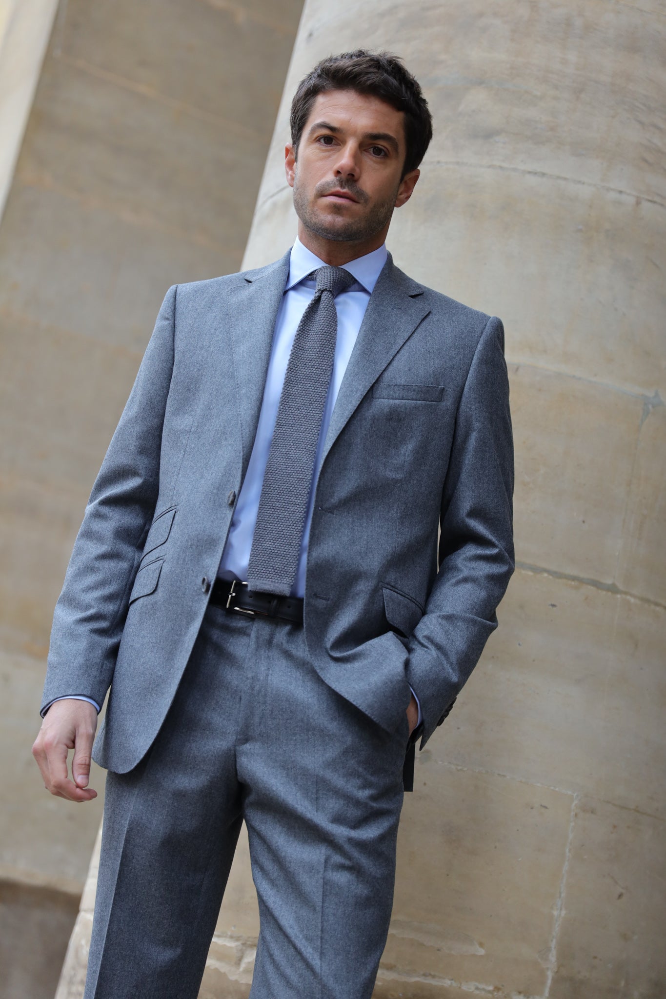 Costume Goal en flanelle pure laine Super 120'S - Gris clair-COSTUME HOMME-Curling-Paris