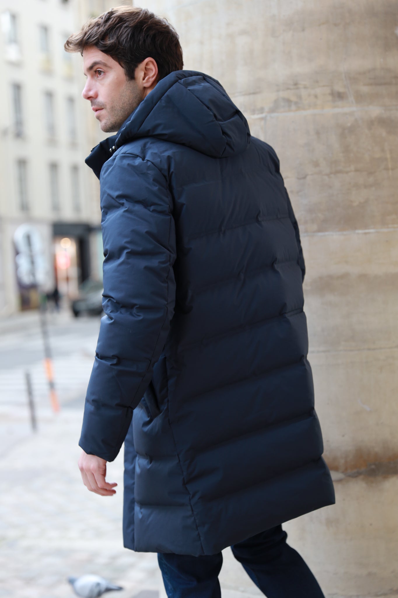 Doudoune longue Matteo bleu marine pour homme Curling Paris