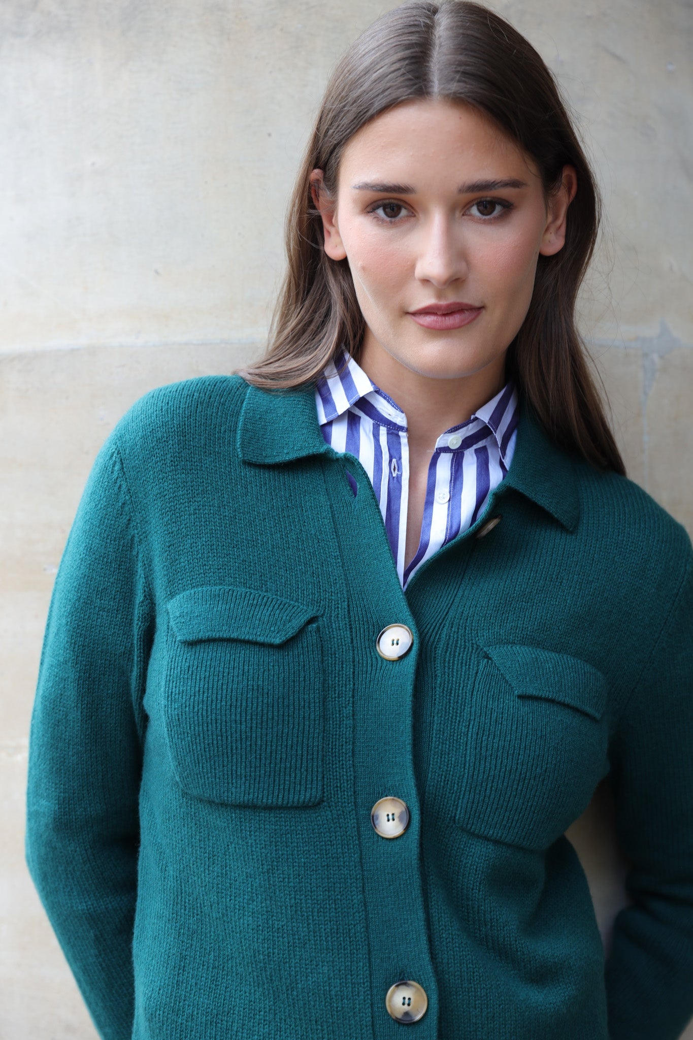 Gilet Jill en laine mérinos et cachemire - Vert-PULL FEMME-Curling-Paris