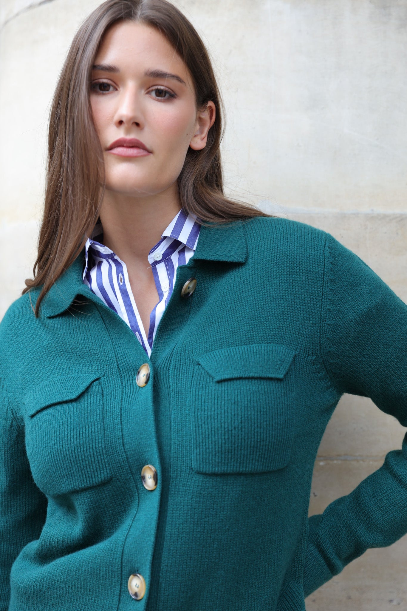 Gilet Jill en laine mérinos et cachemire - Vert-PULL FEMME-Curling-Paris