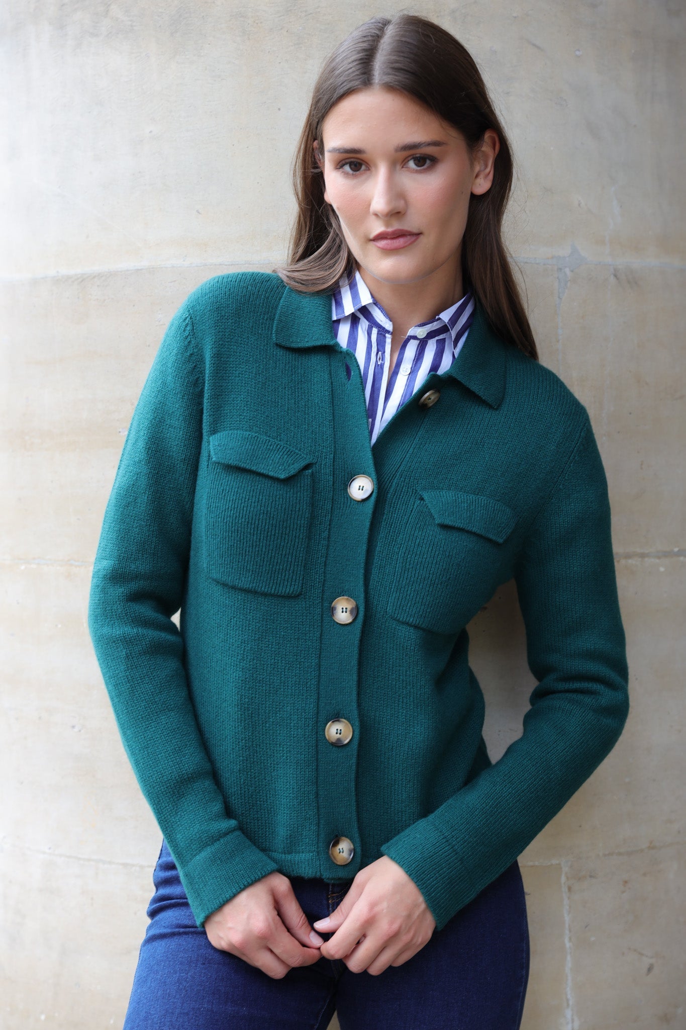 Gilet Jill en laine mérinos et cachemire - Vert-PULL FEMME-Curling-Paris