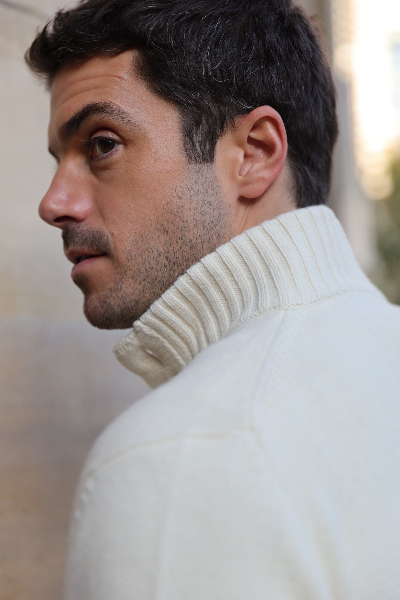 Gilet Lucas en laine et cachemire - Ecru-PULL HOMME-Curling-Paris