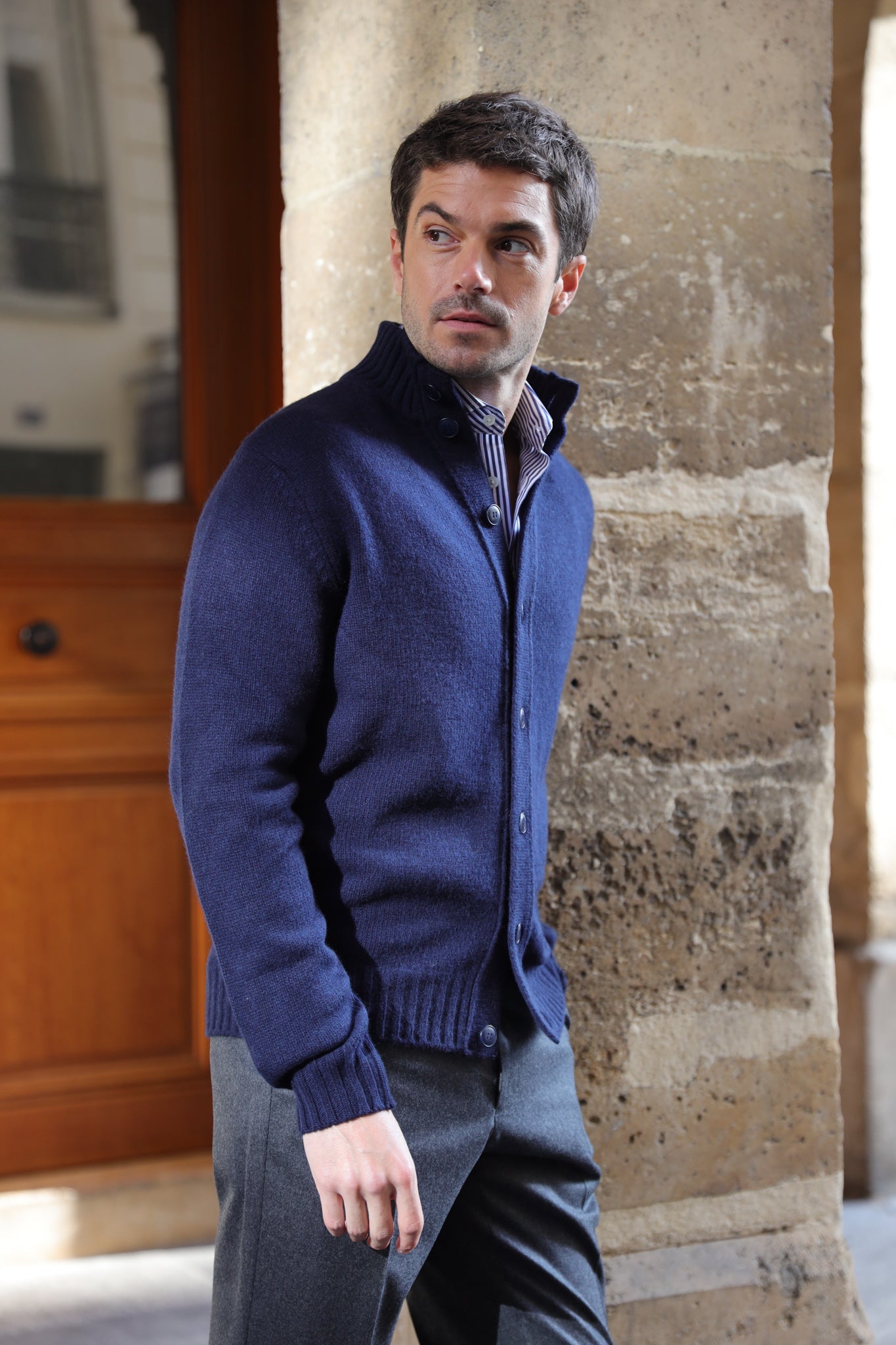 Gilet Lucas en laine et cachemire - Marine-PULL HOMME-Curling-Paris