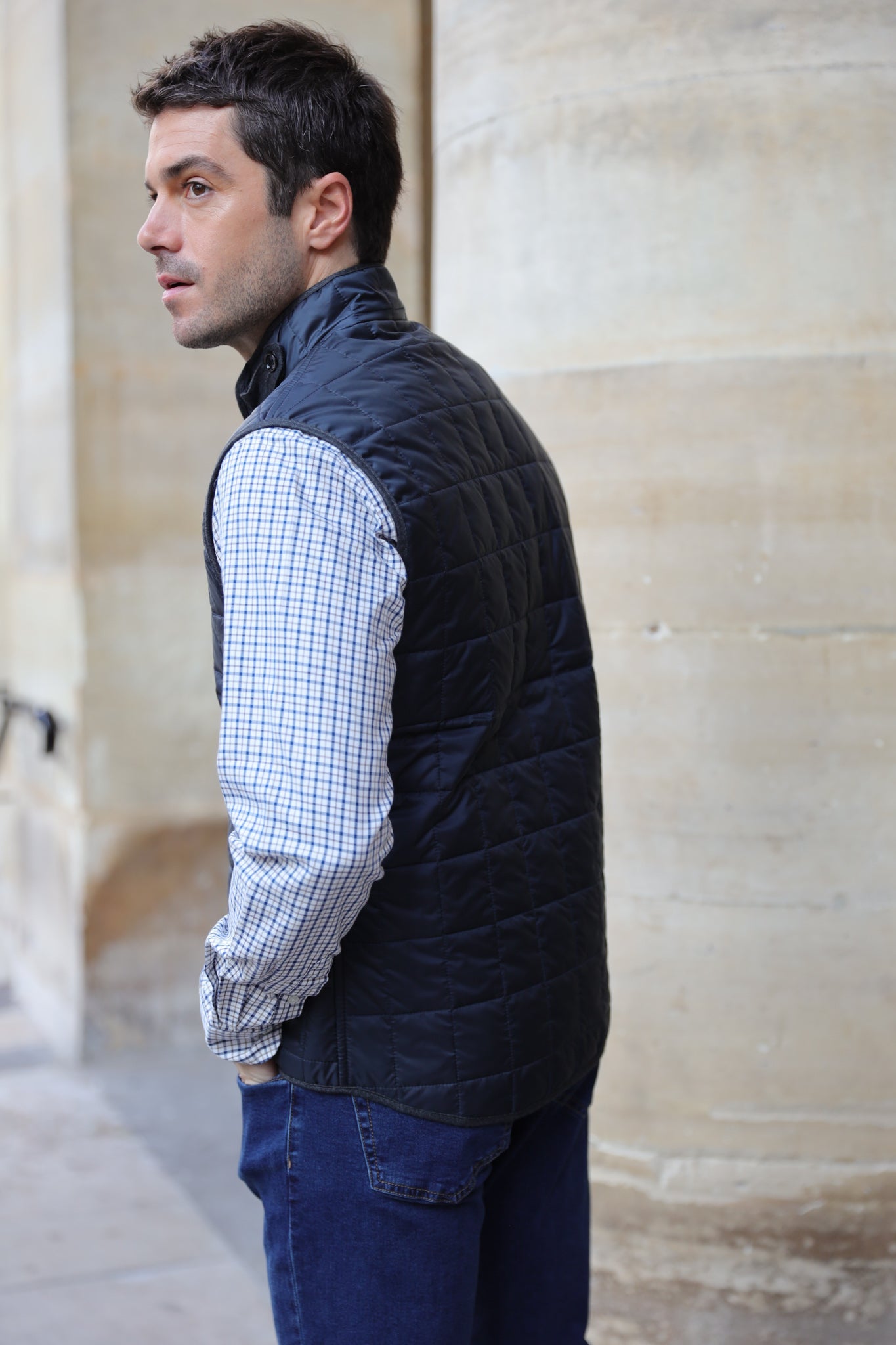 Gilet sans manches Gabin matelassé en nylon - Marine-MANTEAU HOMME-Curling-Paris