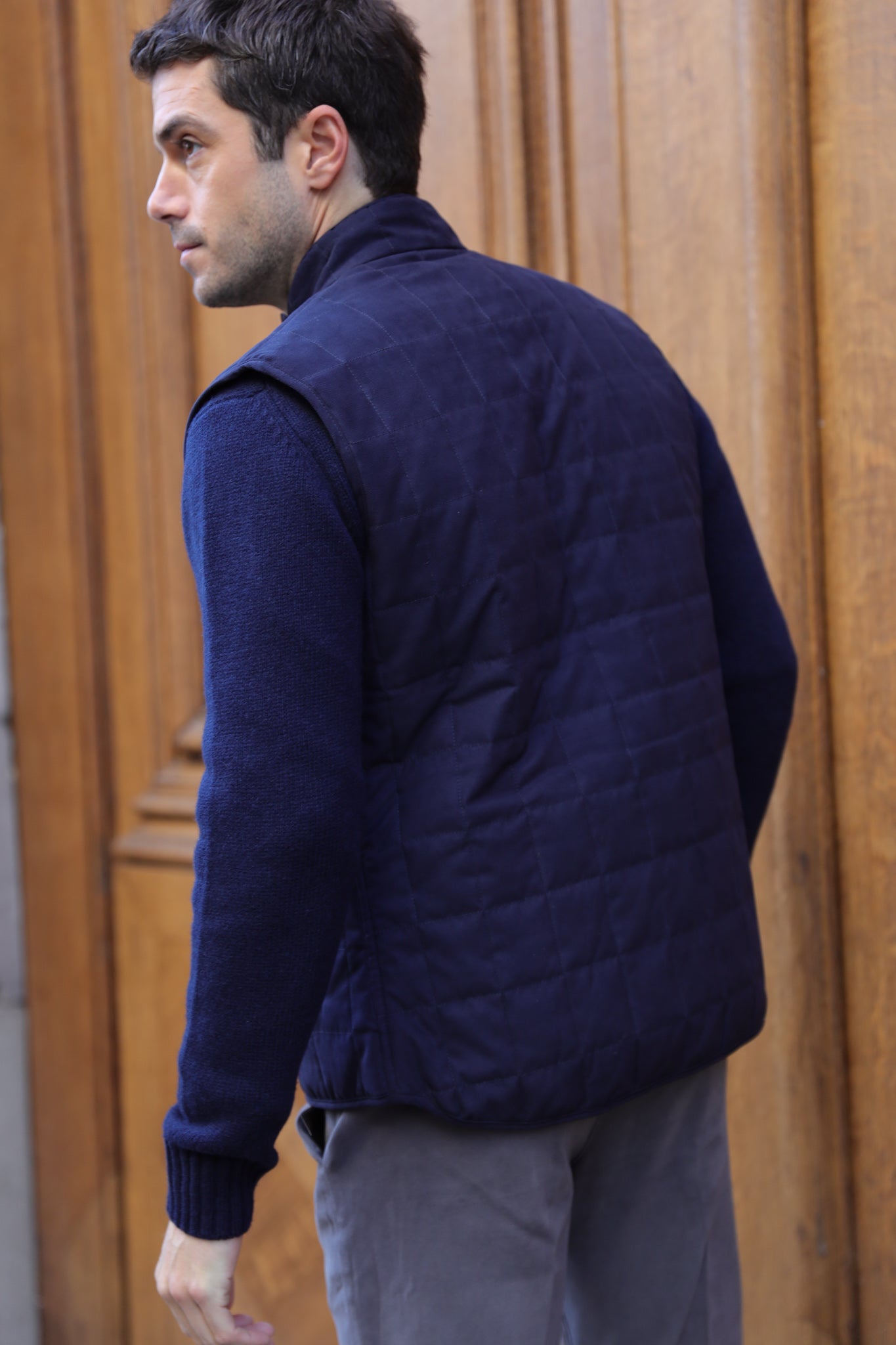 Gilet sans manches Gilles en nubuck - Marine-MANTEAU HOMME-Curling-Paris