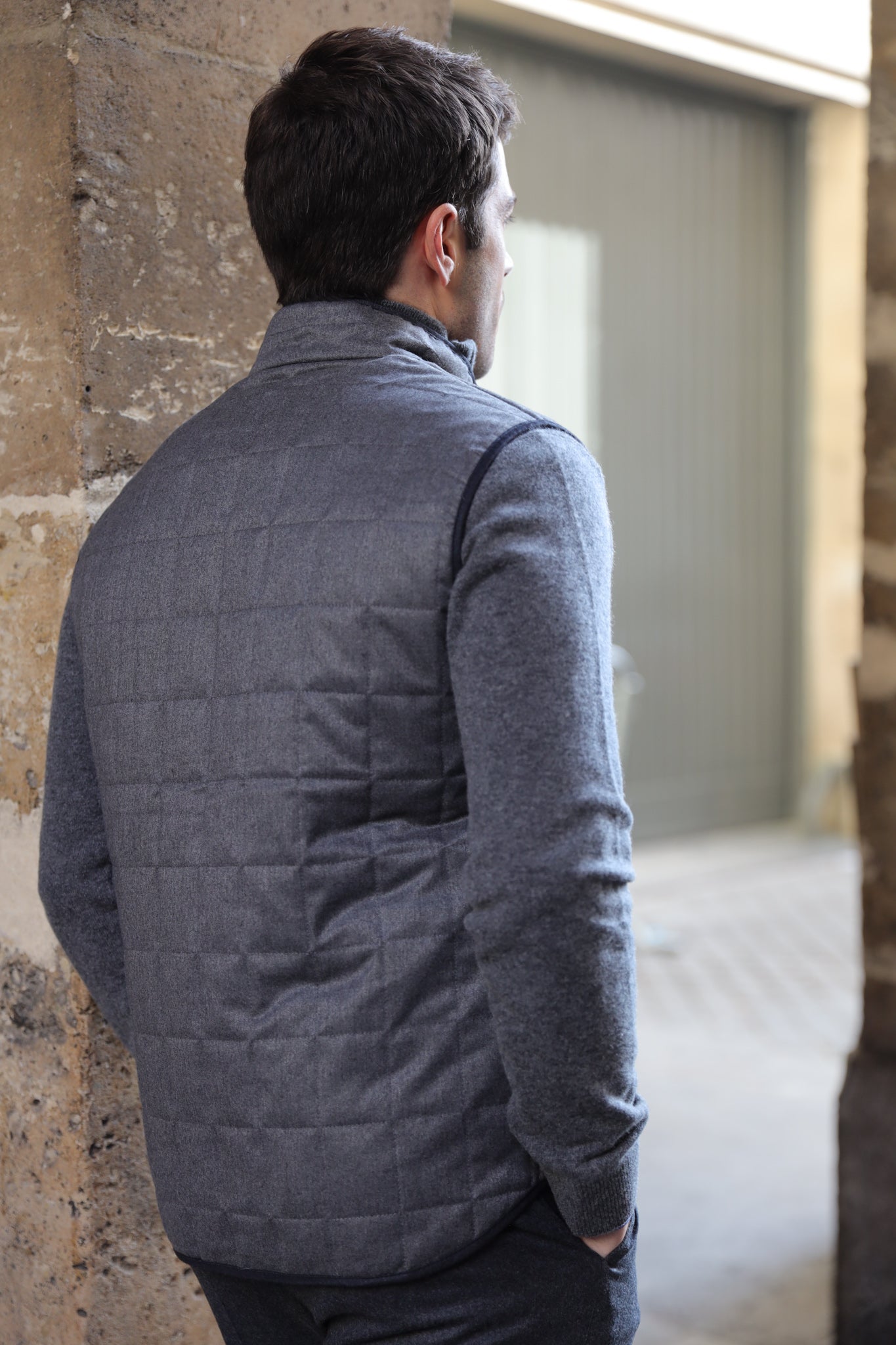 Gilet zippé sans manches Gery en flanelle matelassée - Gris-MANTEAU HOMME-Curling-Paris