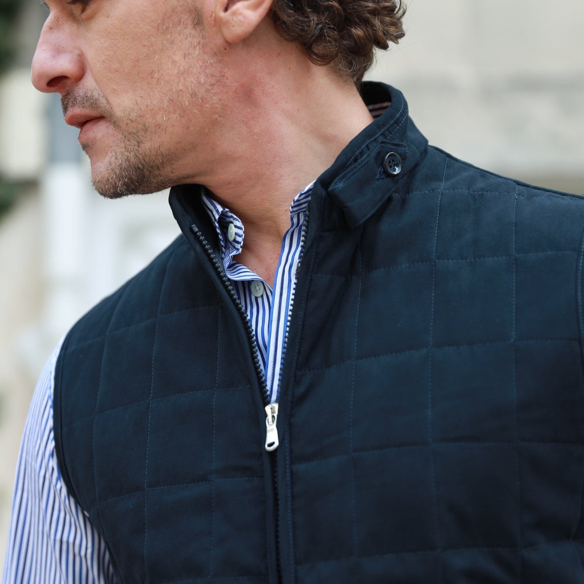 Gilet zippé Brunch marine, Gilet sans manche