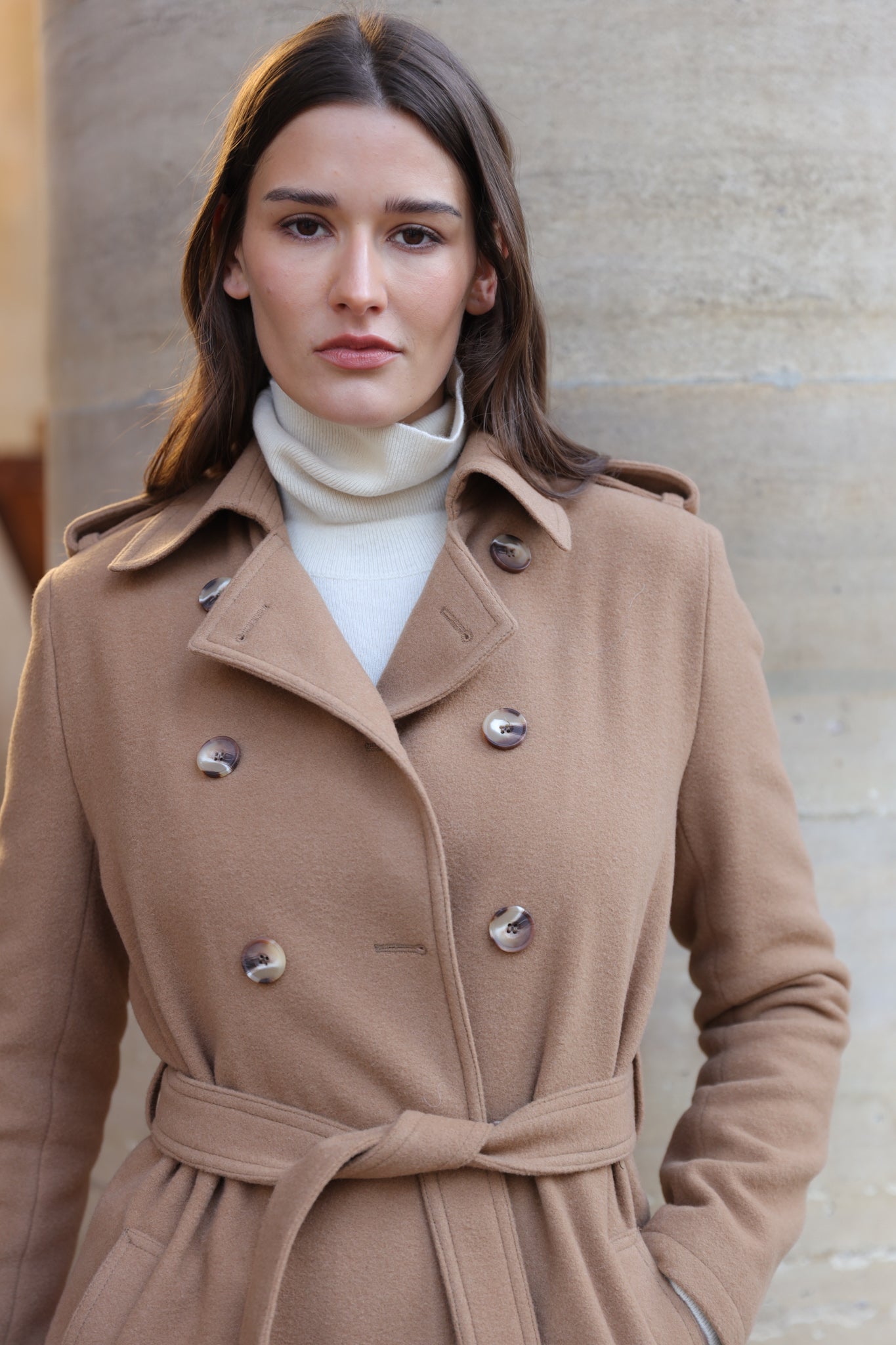 Manteau Annie en laine et cachemire - Camel-MANTEAU FEMME-Curling-Paris