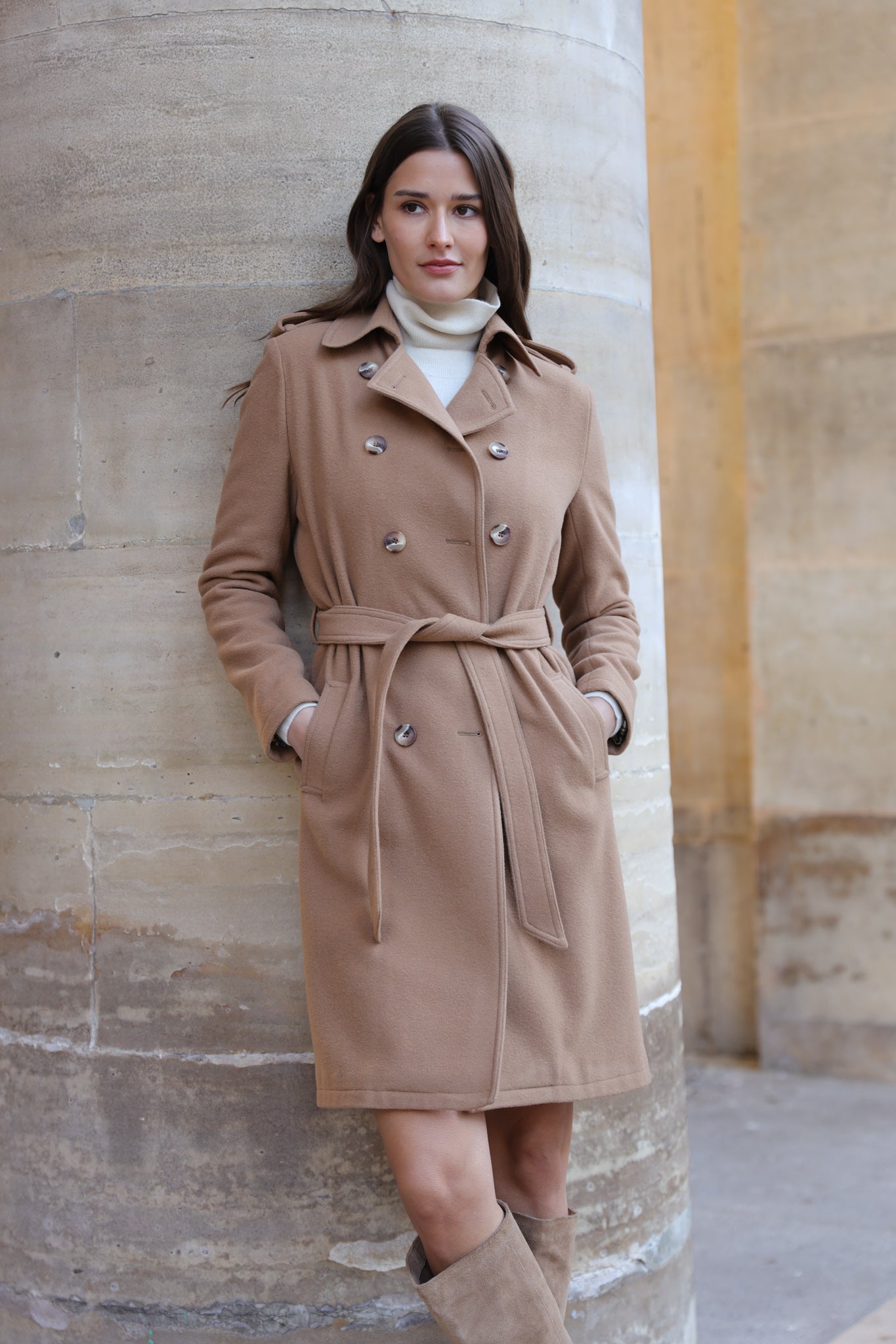 Manteau Annie en laine et cachemire - Camel-MANTEAU FEMME-Curling-Paris