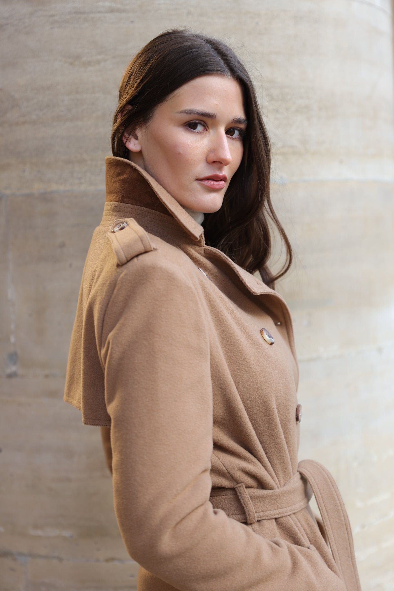 Manteau Annie en laine et cachemire - Camel-MANTEAU FEMME-Curling-Paris