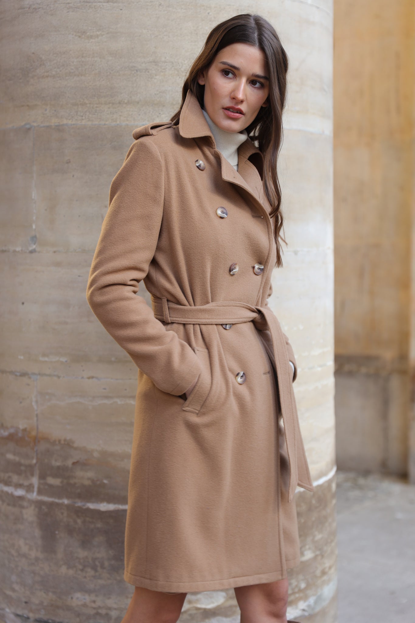 Manteau Annie en laine et cachemire - Camel-MANTEAU FEMME-Curling-Paris