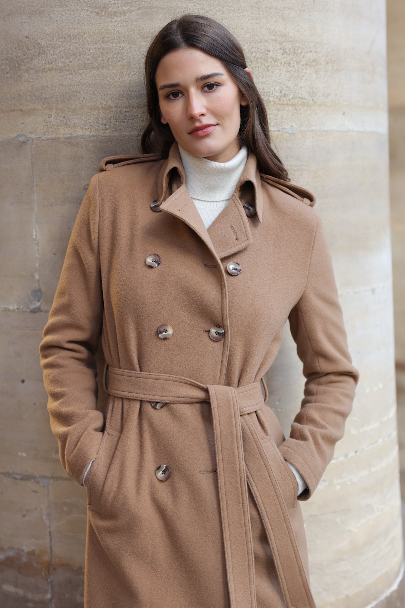 Manteau Annie en laine et cachemire - Camel-MANTEAU FEMME-Curling-Paris