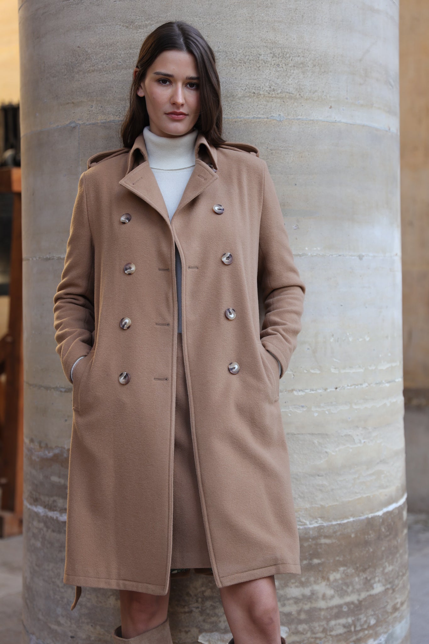 Manteau Annie en laine et cachemire - Camel-MANTEAU FEMME-Curling-Paris