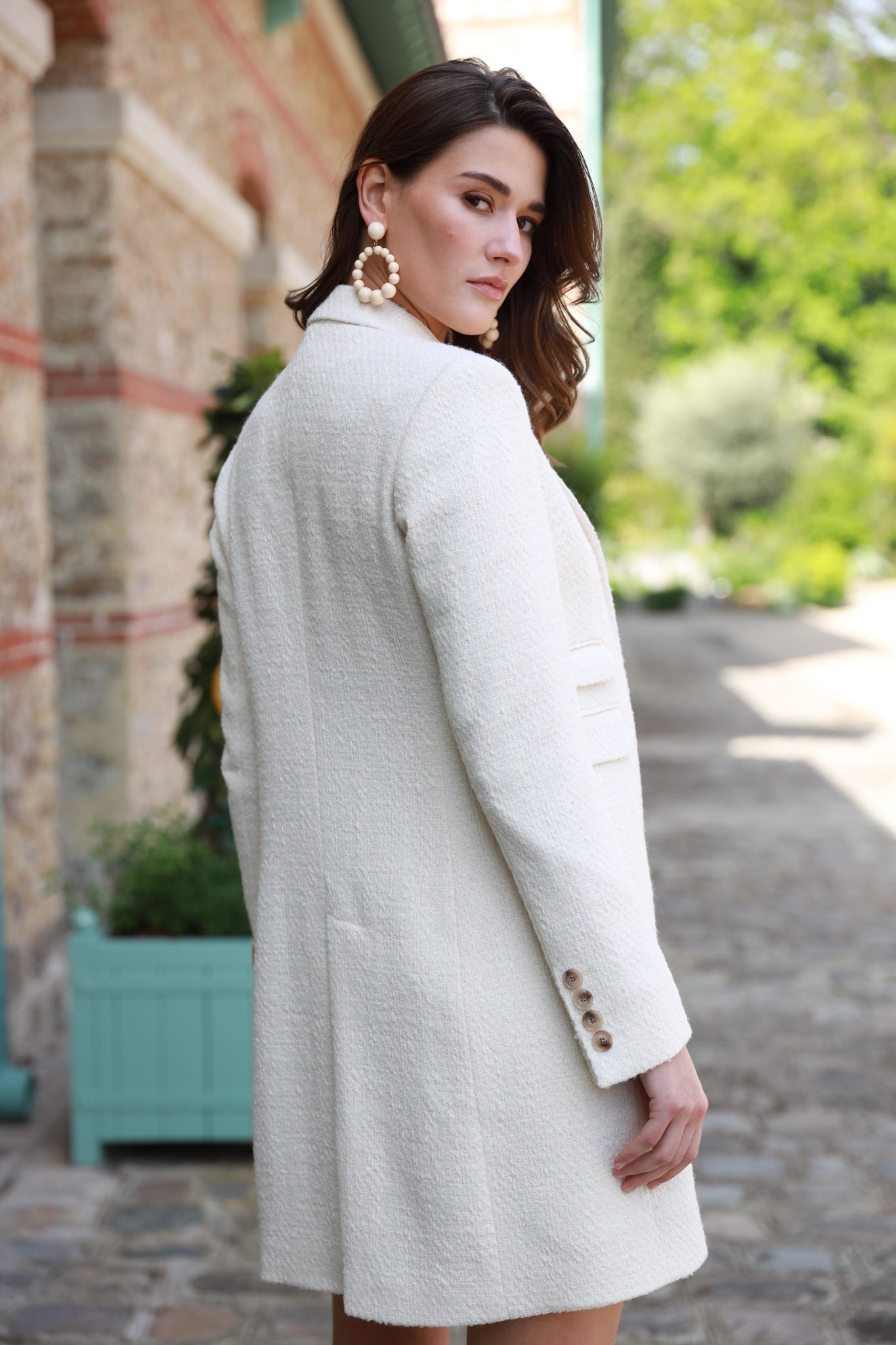 Manteau Jemma en tweed Ecru