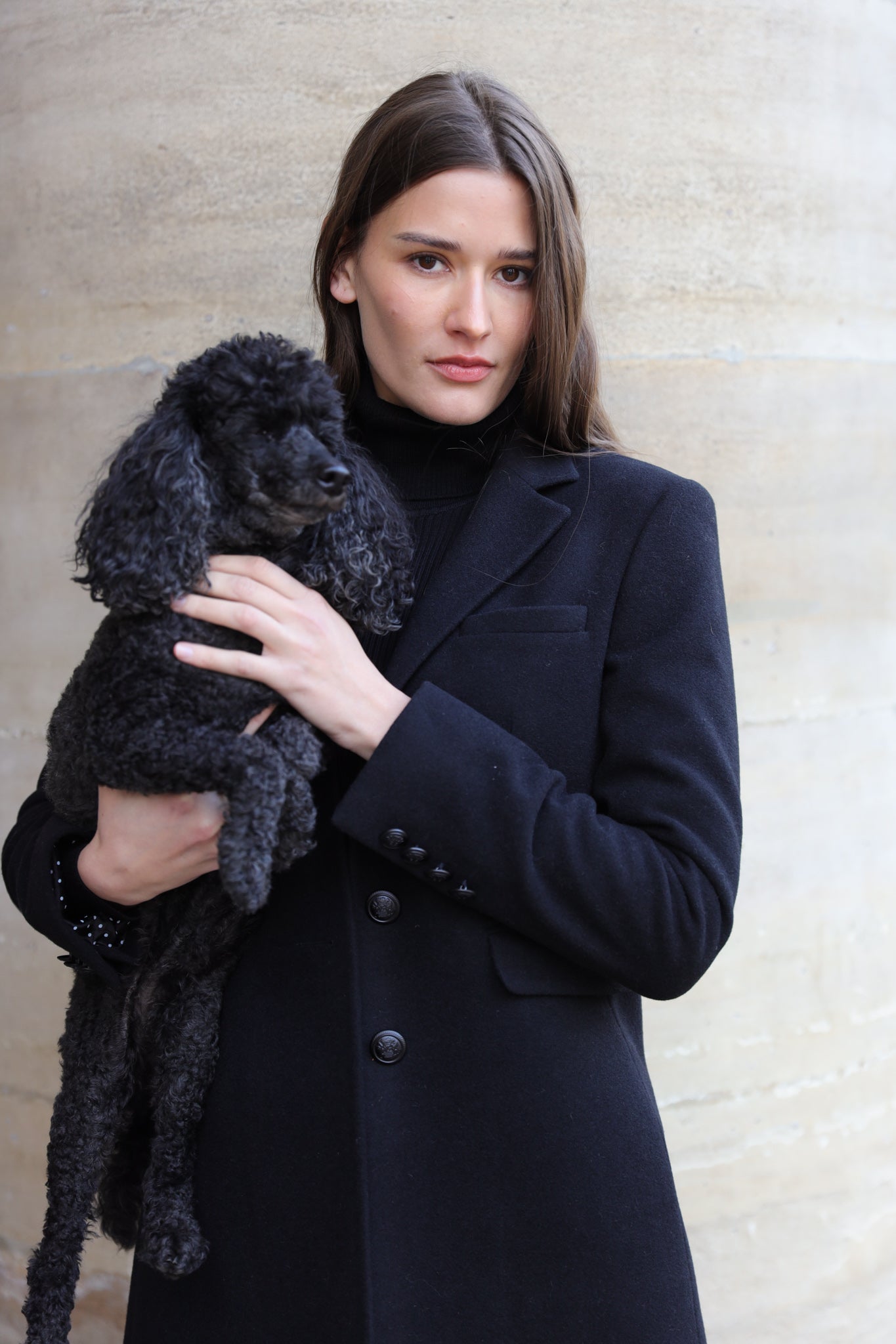 Manteau Jemma redingote en laine et cachemire - Noir-MANTEAU FEMME-Curling-Paris