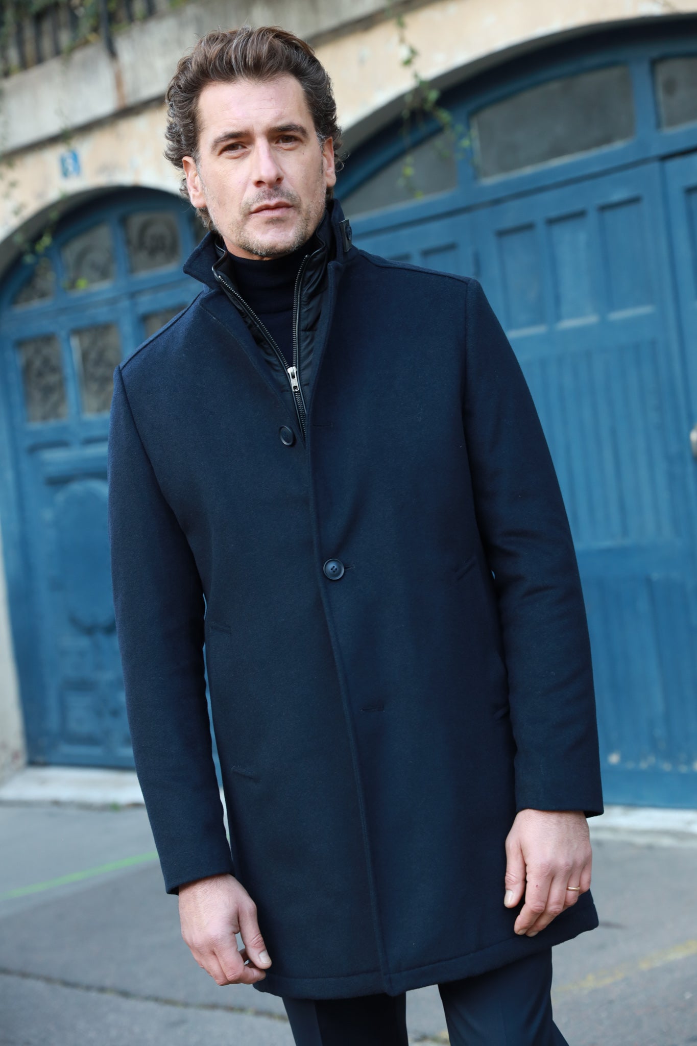 Wool Cashmere Windsor Coat Navy