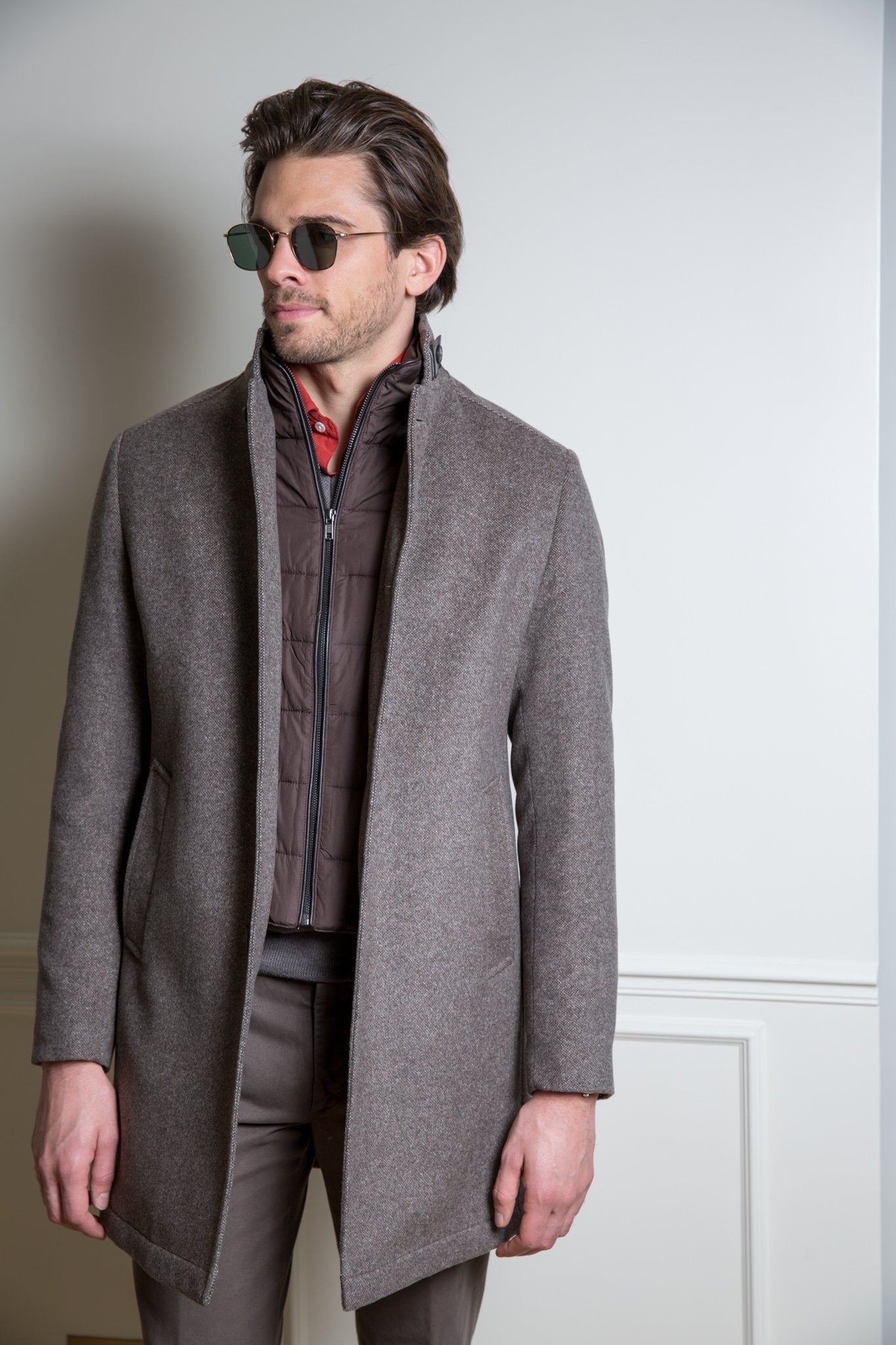 Manteau Windsor en laine & cachemire - Vison-MANTEAU HOMME-Curling-Paris