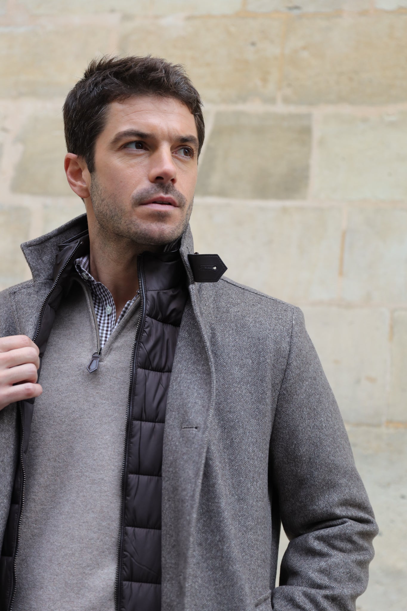 Manteau Windsor en laine & cachemire - Vison-MANTEAU HOMME-Curling-Paris