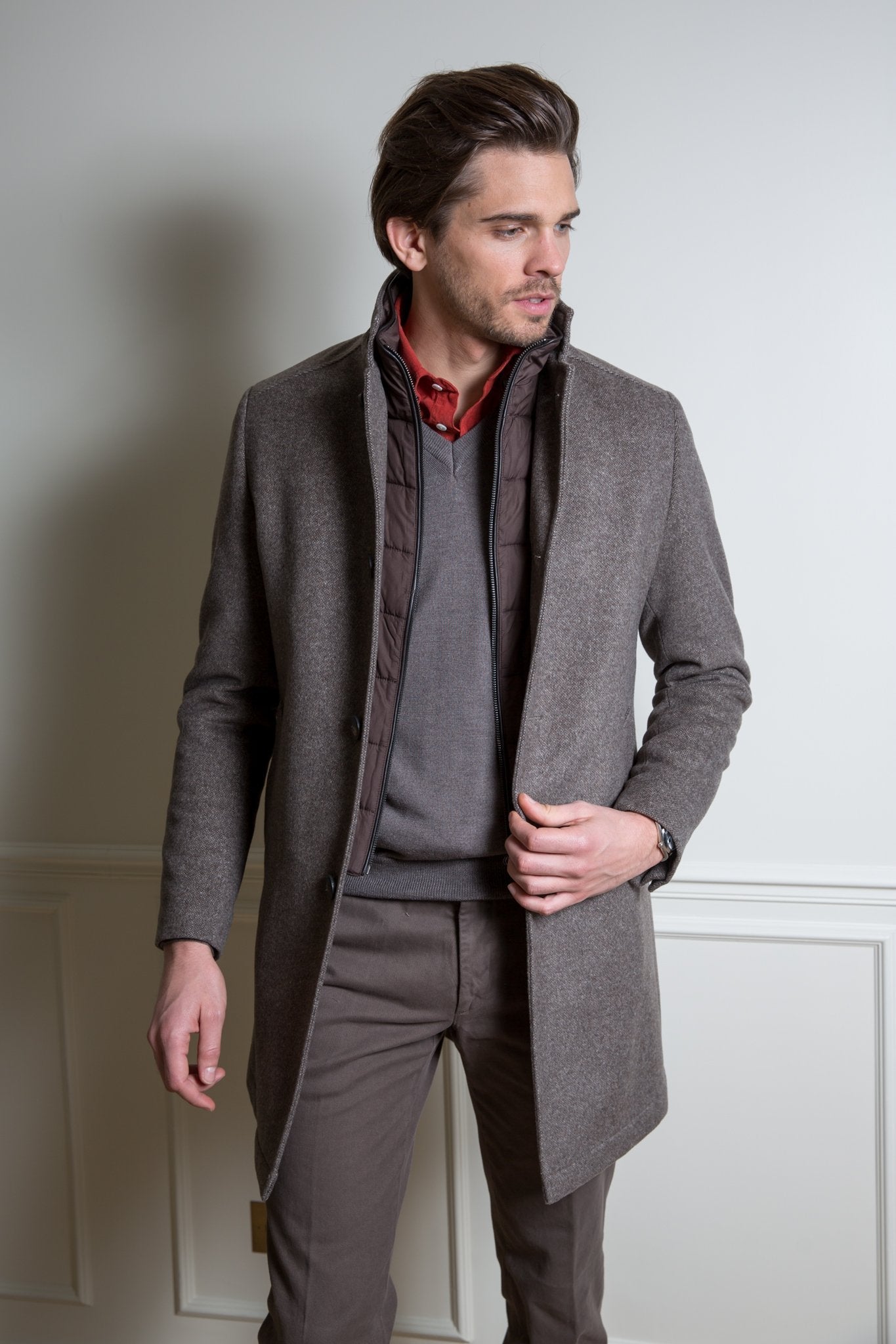 Manteau Windsor en laine & cachemire - Vison-MANTEAU HOMME-Curling-Paris