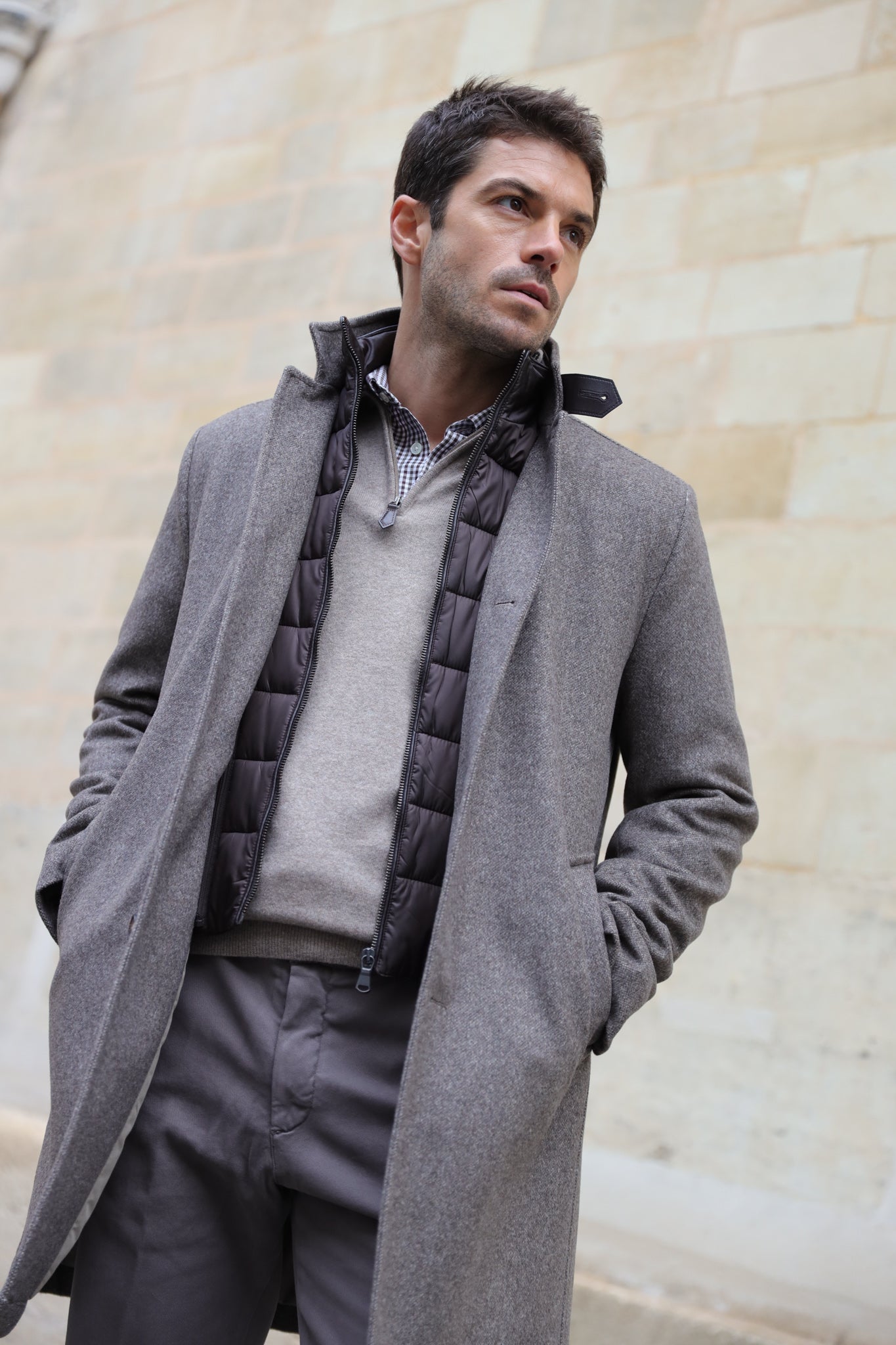 Manteau Windsor en laine & cachemire - Vison-MANTEAU HOMME-Curling-Paris