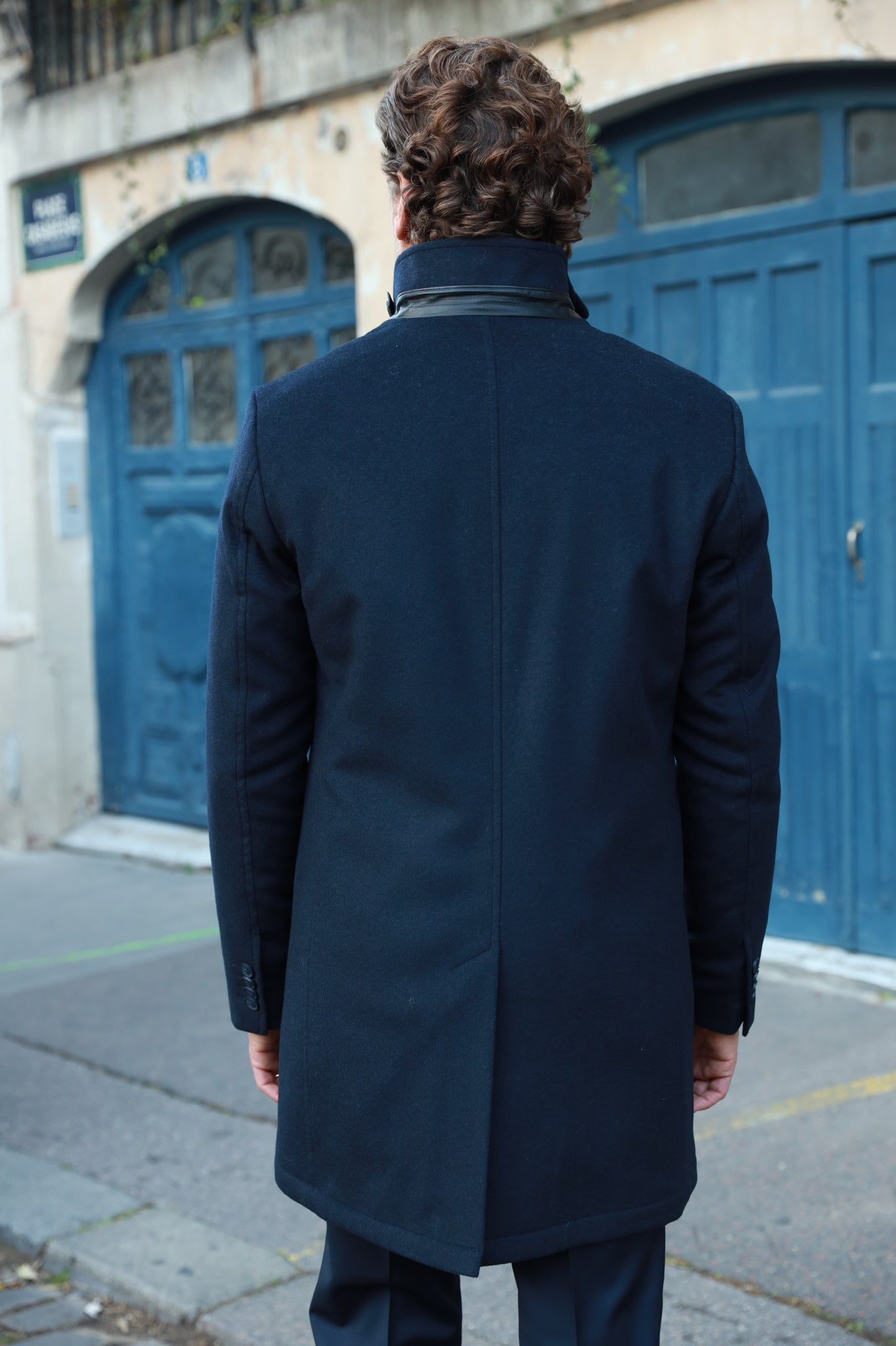 Manteau Windsor en laine & cachemire - marine-MANTEAU HOMME-Curling-Paris