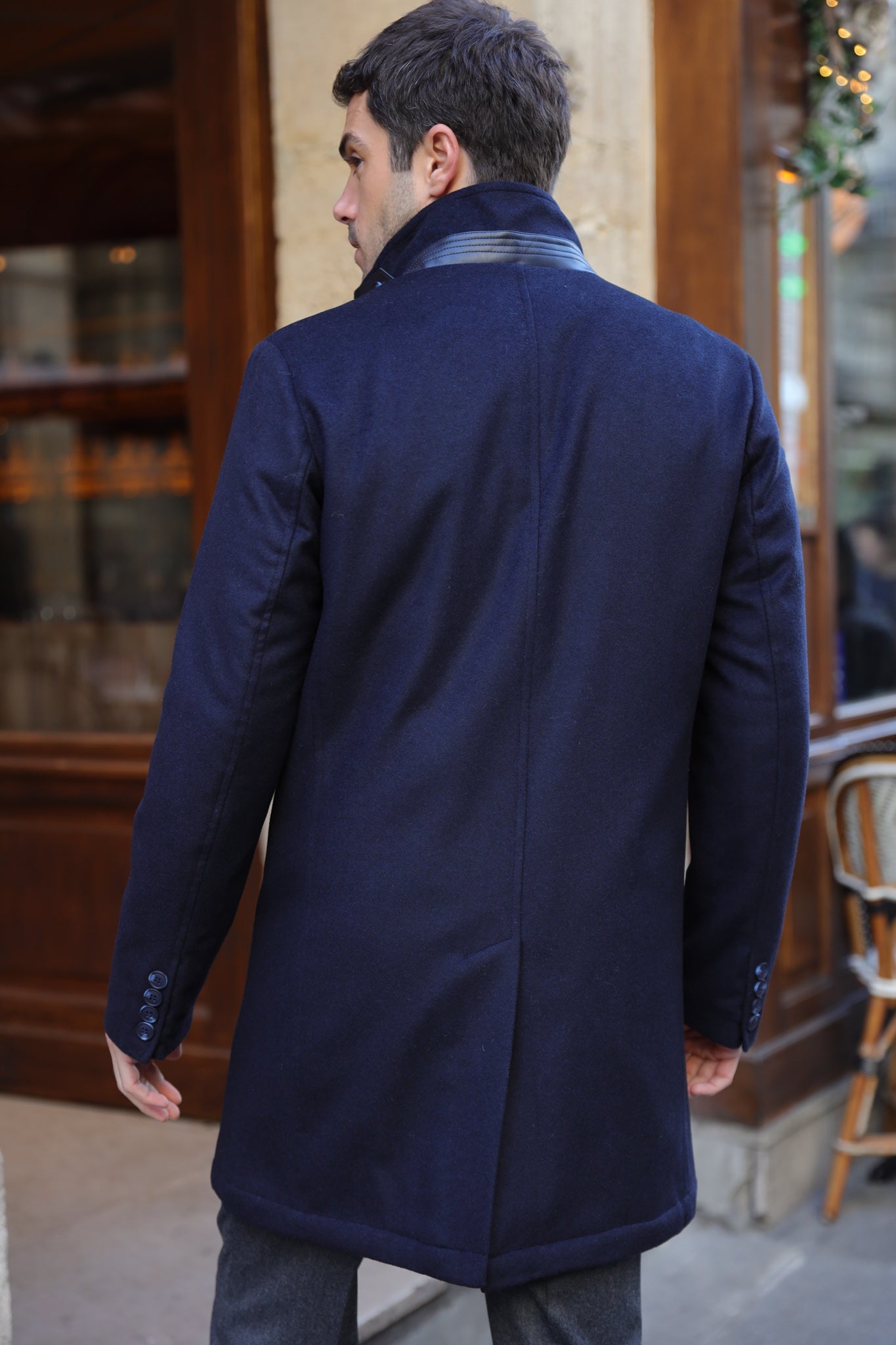 Manteau Windsor en laine & cachemire - marine-MANTEAU HOMME-Curling-Paris