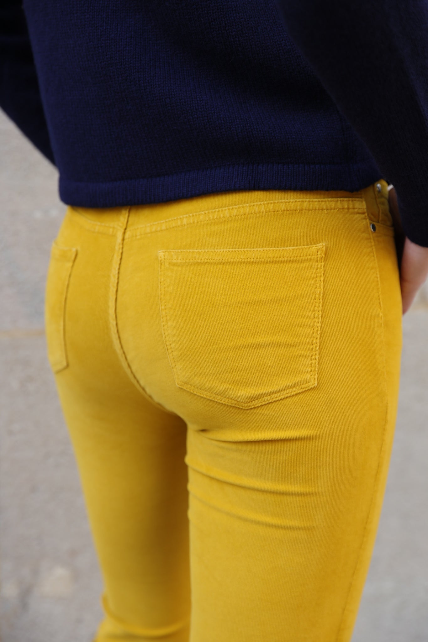 Pantalon Josh en velours milleraies stretch - Jaune-PANTALON FEMME-Curling-Paris