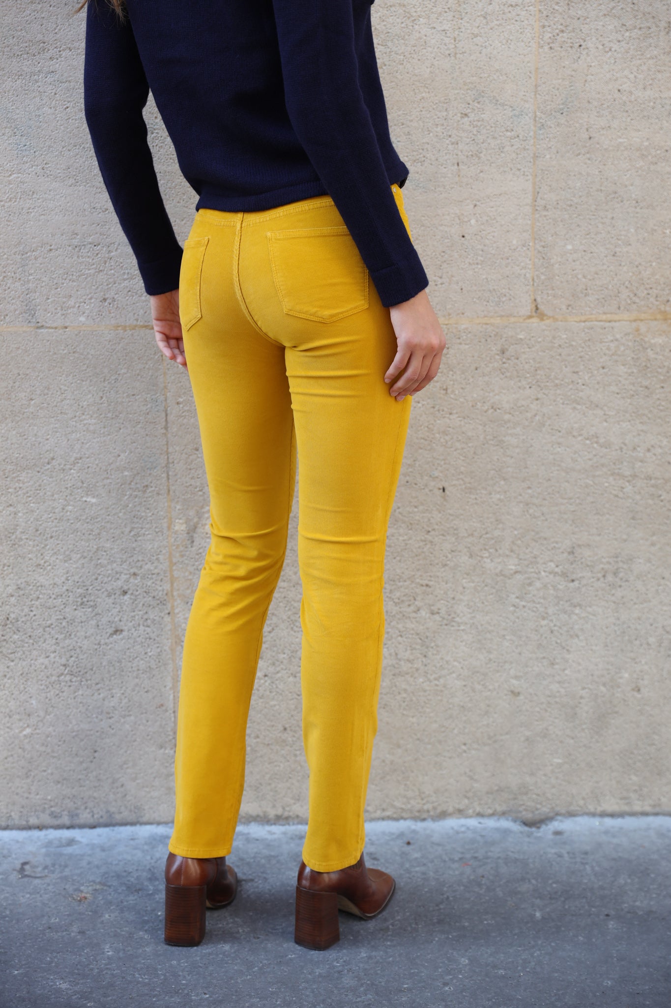 Pantalon Josh en velours milleraies stretch - Jaune-PANTALON FEMME-Curling-Paris