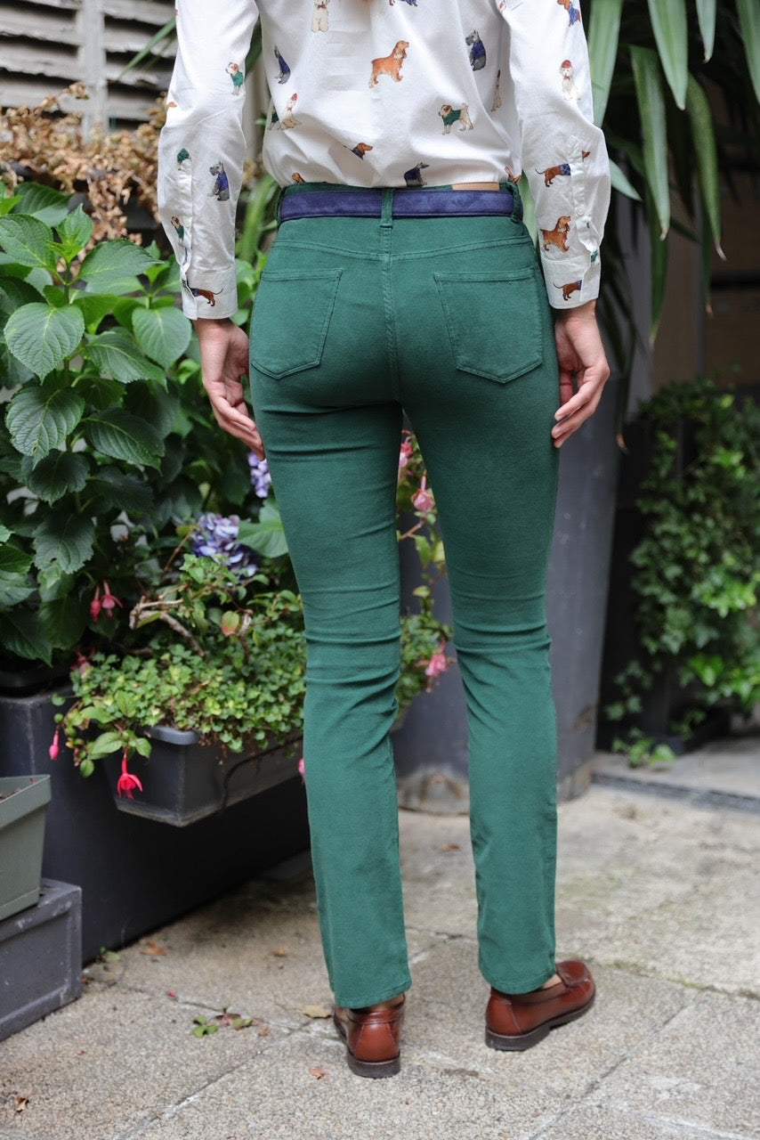 Pantalon Josh en velours milleraies stretch - Vert-PANTALON FEMME-Curling-Paris